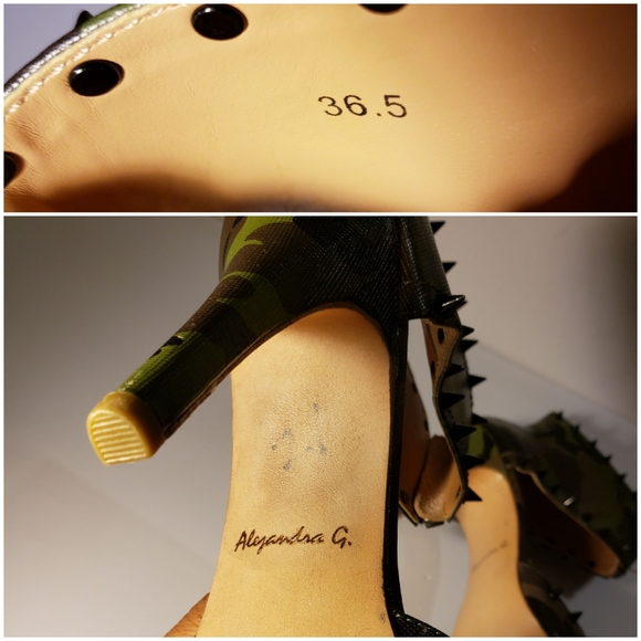 Alejandra G Beccar Camo Leather Studded Heels - Picture 8 of 8